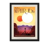Artery8 Wall Art Print Kepler-16b Relax Land Two Suns NASA Space Tours Travel Large Framed Wall Décor Art in Light Oak | Size: W18" x H24" Artery8 Light Oak W18" x H24"