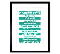 Artery8 Wall Art Print Kids Playroom Rules Fun Framed in Black | Size: W7" x H9" Artery8 Black W7" x H9"