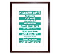 Artery8 Wall Art Print Kids Playroom Rules Fun Framed in Brown | Size: W7" x H9" Artery8 Brown W7" x H9"