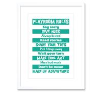 Artery8 Wall Art Print Kids Playroom Rules Fun Framed in White | Size: W7" x H9" Artery8 White W7" x H9"
