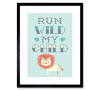 Artery8 Wall Art Print Kids Run Wild My Child Pastel Lion Framed 9X7 Inch
