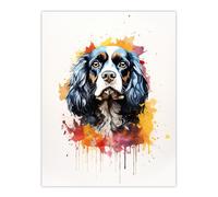 Wall Art Print King Charles Spaniel Lovers Gift Watercolour Pet Portrait Painting Artwork Poster Artery8 Multi W24 inch x H32 inch