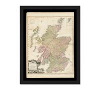 Artery8 Wall Art Print Kitchin 1778 Map Scotland Counties North Britain Large Framed Wall Décor Art in Black | Size: W18" x H24" Artery8 Black W18" x H24"