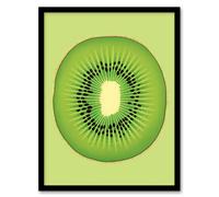 Artery8 Wall Art Print Kiwi Fruit Slice Bright Graphic Kitchen Artwork Framed in Green | Size: W12" x H16" Artery8 Green W12" x H16"