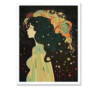 Artery8 Wall Art Print Klimt Inspired Aurora Borealis Modern Art Framed in White | Size: W12" x H16" Artery8 White W12" x H16"