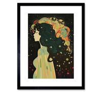 Artery8 Wall Art Print Klimt Inspired Aurora Borealis Modern Artwork Framed 9X7 Inch in Black | Size: W7" x H9" Artery8 Black W7" x H9"