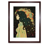 Artery8 Wall Art Print Klimt Inspired Aurora Borealis Modern Artwork Framed 9X7 Inch in Brown | Size: W7" x H9" Artery8 Brown W7" x H9"
