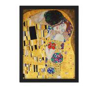 Artery8 Wall Art Print Klimt The Kiss Large Framed Wall Décor Art in Black | Size: W18" x H24" Artery8 Black W18" x H24"