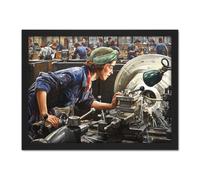 Artery8 Wall Art Print Knight Ruby Loftus Screwing Breech WWII War Painting Large Framed Wall Décor Art in Black | Size: W18" x H24" Artery8 Black W18" x H24"