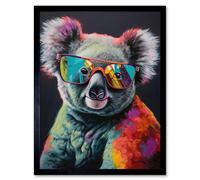 Artery8 Wall Art Print Koala Bear with Sunglasses Modern Multicoloured Art Framed | Size: W12" x H16" Artery8 Multicolor W12" x H16"