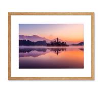 Artery8 Wall Art Print Lake Bled Island Slovenia Framed in Beige | Size: W7" x H9" Artery8 Beige W7" x H9"