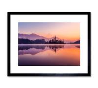 Artery8 Wall Art Print Lake Bled Island Slovenia Framed in Black | Size: W7" x H9" Artery8 Black W7" x H9"