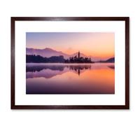 Artery8 Wall Art Print Lake Bled Island Slovenia Framed in Brown | Size: W7" x H9" Artery8 Brown W7" x H9"