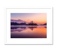 Artery8 Wall Art Print Lake Bled Island Slovenia Framed in White | Size: W7" x H9" Artery8 White W7" x H9"