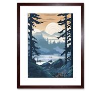 Artery8 Wall Art Print Lake View in Rainforest Landscape Artwork Framed 9X7 Inch in Brown | Size: W7" x H9" Artery8 Brown W7" x H9"