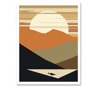 Artery8 Wall Art Print Lakeside Mountain Sunset Boho Minimalism Landscape Art Framed in White | Size: W12" x H16" Artery8 White W12" x H16"