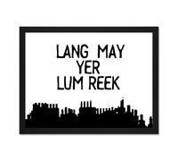 Artery8 Wall Art Print Lang May Yer Lum Reek Chimney Scotland Smoke Saying Scottish Large Framed Wall Décor Art in White | Size: W18" x H24" Artery8 White W18" x H24"