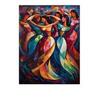 Artery8 Wall Art Print Latino Merengue Dance Dancing South America Colourful Bright Bold Painting Rhythm Body Energy Theatre Arts Artwork Poster Artery8 Multicolor W12" x H16"