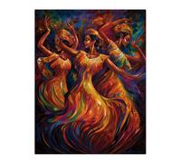 Artery8 Wall Art Print Latino Salsa Music Abstract South America Colourful Bright Bold Painting Rhythm Body Energy Theatre Arts Artwork Poster Artery8 Multicolor W12" x H16"