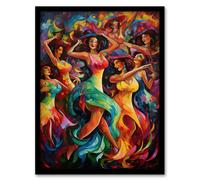 Artery8 Wall Art Print Latino South America Colourful Bright Bold Painting Rhythm Body Energy Theatre Arts Artwork Art Framed | Size: W12" x H16" Artery8 Multicolor W12" x H16"