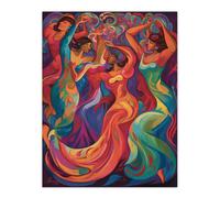 Artery8 Wall Art Print Latino Traditional Dance Pastels South America Colourful Bright Bold Painting Rhythm Body Energy Theatre Arts Artwork Poster Artery8 Multicolor W12" x H16"