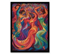 Artery8 Latino Traditional Dance Pastels South America Colourful Bright Bold Painting Rhythm Body Energy Theatre Arts Artwork Artwork Framed Wall Art Print A4