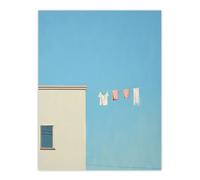 Artery8 Laundry Line On Blue By Amy Denver Minimalist Soft Pastel Utility Room Minimalism Simple Modern Artwork Extra Large XL Wall Art Poster Print