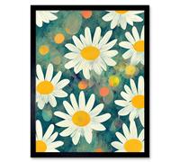 Artery8 Wall Art Print Lazy Daisy Afternoon Blossoms Flowers Oxeye Daisies In Meadow Sunlight Art Framed in Black | Size: W12" x H16" Artery8 Black W12" x H16"