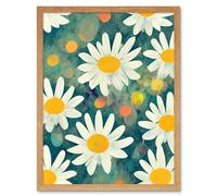 Artery8 Wall Art Print Lazy Daisy Afternoon Blossoms Flowers Oxeye Daisies In Meadow Sunlight Art Framed in Light Oak | Size: W12" x H16" Artery8 Light Oak W12" x H16"