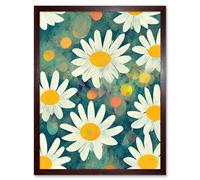 Artery8 Wall Art Print Lazy Daisy Afternoon Blossoms Flowers Oxeye Daisies In Meadow Sunlight Art Framed in Brown | Size: W12" x H16" Artery8 Brown W12" x H16"