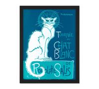 Artery8 Wall Art Print Le Chat Blanc De Rodolphe Salis White Black Cat Large Framed Wall Décor Art | Size: W18" x H24" Artery8 Black W18" x H24"