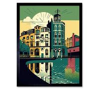 Artery8 Wall Art Print Leeds City Architecture Waterfront Art Framed in Black | Size: W12" x H16" Artery8 Black W12" x H16"