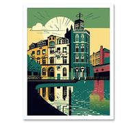 Artery8 Wall Art Print Leeds City Architecture Waterfront Art Framed in White | Size: W12" x H16" Artery8 White W12" x H16"