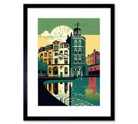 Artery8 Wall Art Print Leeds City Architecture Waterfront Artwork Framed 9X7 Inch in Black | Size: W7" x H9" Artery8 Black W7" x H9"