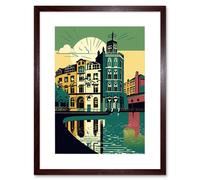 Artery8 Wall Art Print Leeds City Architecture Waterfront Artwork Framed 9X7 Inch in Brown | Size: W7" x H9" Artery8 Brown W7" x H9"