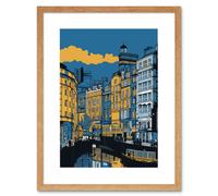Artery8 Wall Art Print Leeds Dock Cityscape Colour Block Artwork Framed 9X7 Inch in Beige | Size: W7" x H9" Artery8 Beige W7" x H9"