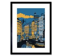 Artery8 Wall Art Print Leeds Dock Cityscape Colour Block Artwork Framed 9X7 Inch