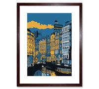 Artery8 Wall Art Print Leeds Dock Cityscape Colour Block Artwork Framed 9X7 Inch in Brown | Size: W7" x H9" Artery8 Brown W7" x H9"