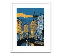 Artery8 Wall Art Print Leeds Dock Cityscape Colour Block Artwork Framed 9X7 Inch in White | Size: W7" x H9" Artery8 White W7" x H9"