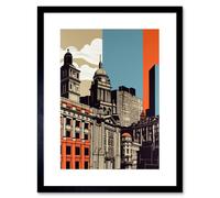 Artery8 Wall Art Print Leeds Modern Colour Block Cityscape Artwork Framed 9X7 Inch in Black | Size: W7" x H9" Artery8 Black W7" x H9"