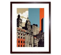 Artery8 Wall Art Print Leeds Modern Colour Block Cityscape Artwork Framed 9X7 Inch in Brown | Size: W7" x H9" Artery8 Brown W7" x H9"