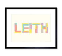 Artery8 Wall Art Print Leith Midlothian Colourful Word Bold Typograph Scotland Framed Art 9X7 Inch