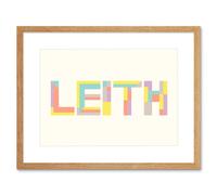 Artery8 Wall Art Print Leith Midlothian Colourful Word Bold Typograph Scotland Framed Art in Beige | Size: W7" x H9" Artery8 Beige W7" x H9"
