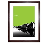 Artery8 Wall Art Print Leith Shore Edinburgh Scotland Scottish Landmark Green Framed Art in Brown | Size: W7" x H9" Artery8 Brown W7" x H9"