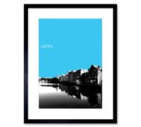 Artery8 Wall Art Print Leith Shore Edinburgh Scotland Scottish Landmark Sky Blue Framed Art in Black | Size: W7" x H9" Artery8 Black W7" x H9"