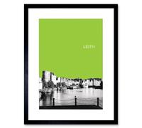 Artery8 Wall Art Print Leith Shore Edinburgh Scotland Scottish Landmark West View Green Artwork Framed 9X7 Inch in Black | Size: W7" x H9" Artery8 Black W7" x H9"