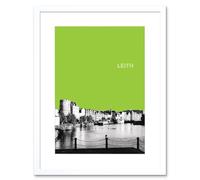 Artery8 Wall Art Print Leith Shore Edinburgh Scotland Scottish Landmark West View Green Artwork Framed 9X7 Inch in White | Size: W7" x H9" Artery8 White W7" x H9"