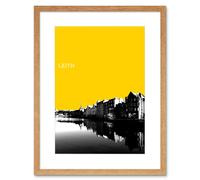 Artery8 Wall Art Print Leith Shore Edinburgh Scotland Scottish Landmark Yellow Framed Art in Beige | Size: W7" x H9" Artery8 Beige W7" x H9"