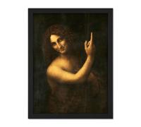 Artery8 Wall Art Print Leonardo Da Vinci Saint John The Baptist Panting Large Framed Wall Décor Art in Brown | Size: W18" x H24" Artery8 Brown W18" x H24"
