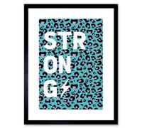 Artery8 Wall Art Print Leopard Blue And Purple Words Strong Art Framed 9X7 Inch